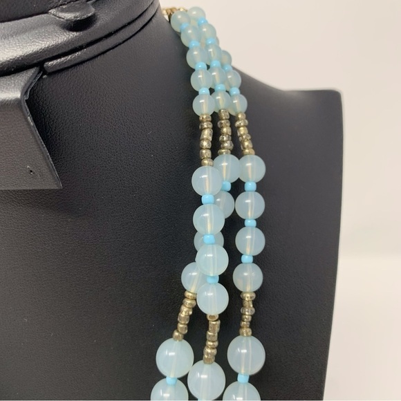 Light Blue Cloud Multilayered Beaded Necklace - Picture 5 of 9